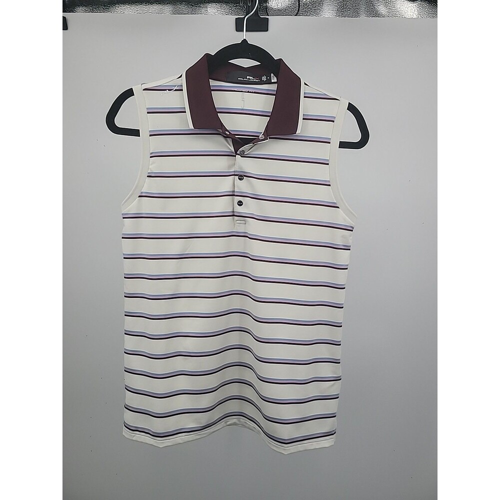 RLX Airflow Stripped Womens Sleeveless Golf Polo Shirt Sz M Active Sporty